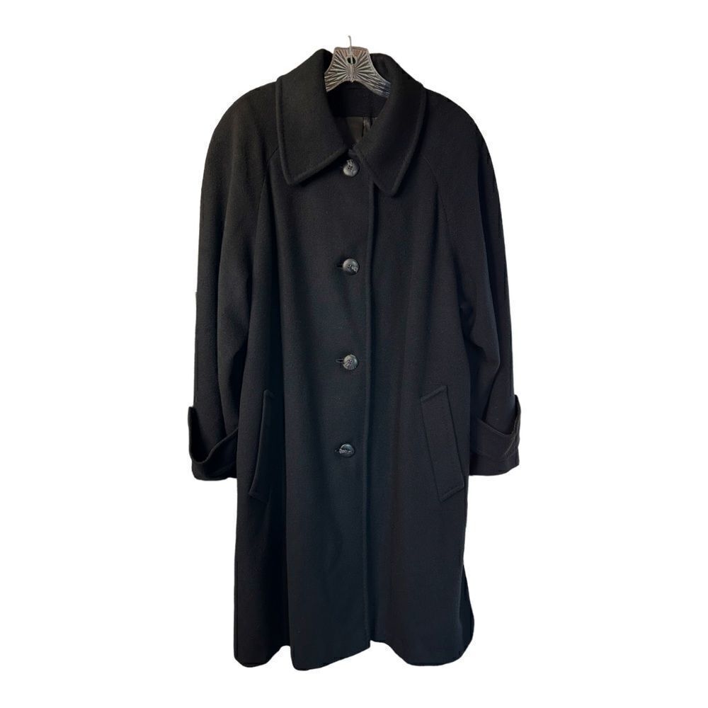 REGENCY Cashmere Button Down Coat Vintage Black Long Dolman Sleeves Womens 14